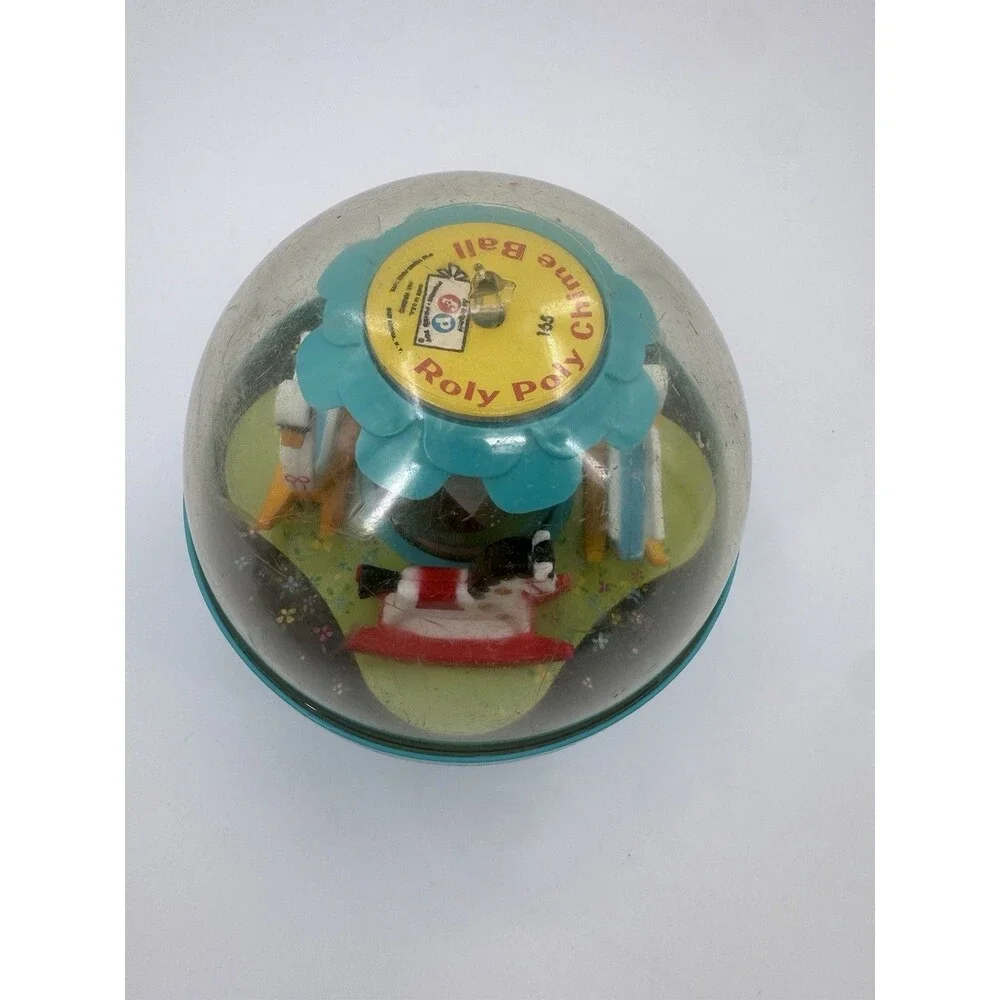 VINTAGE 1966 Fisher Price ROLY POLY CHIME BALL #165 Swans and Horses Weighted